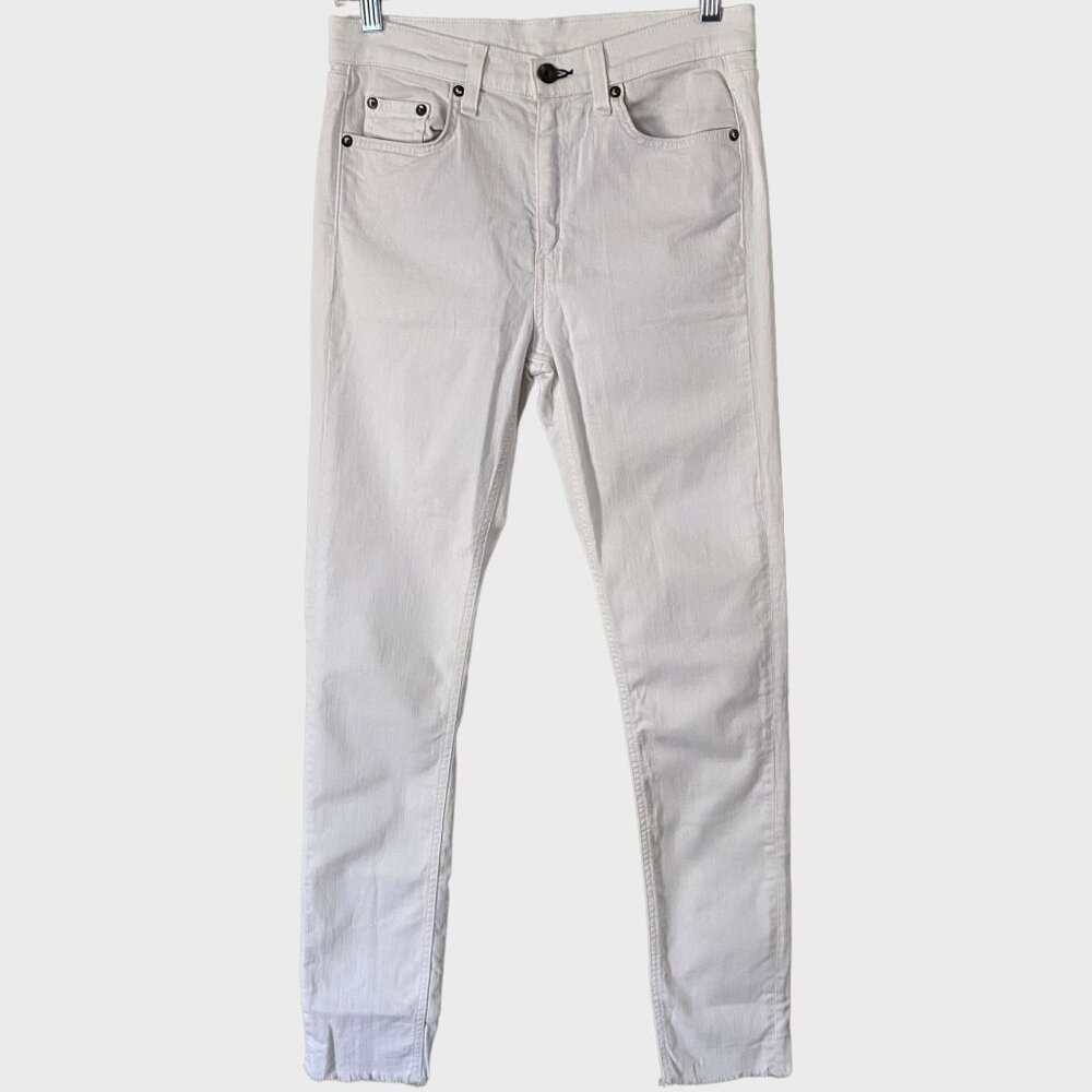 Rag + Bone The Dre High-Waisted Skinny Jeans Aged White Women's Size 27 Raw-Hem